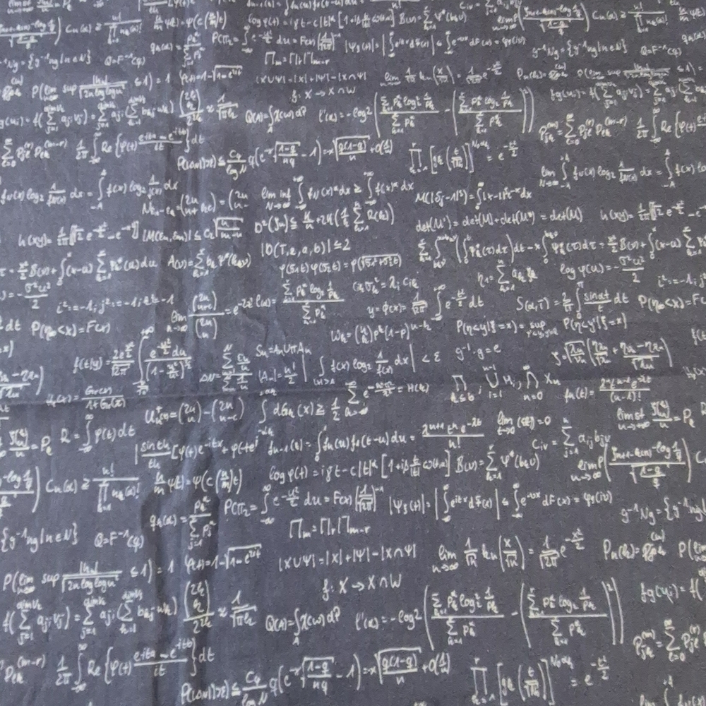 Math Equations Fabric – 41x26 Blue STEM Science Quilting